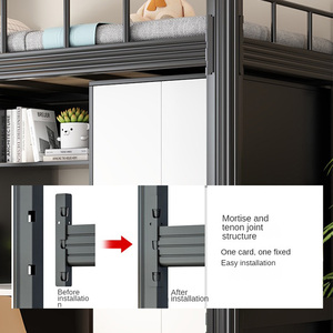 เตียงโลหะพร้อมโครงเตียงปรับได้โครงเตียงลอฟท์คู่ - Product Image 4
