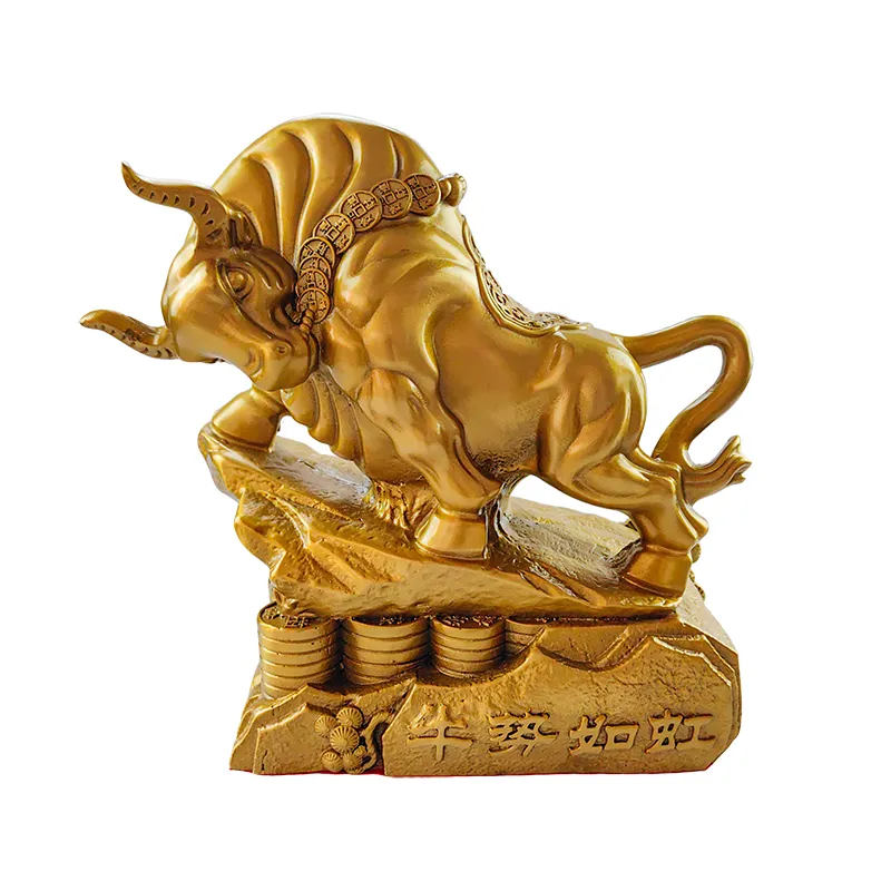 2024 prezzo all'ingrosso rame statua prodotti casa fengshui ornamenti decorazioni per la casa in metallo ottone dorato zodiaco toro ornamenti animali