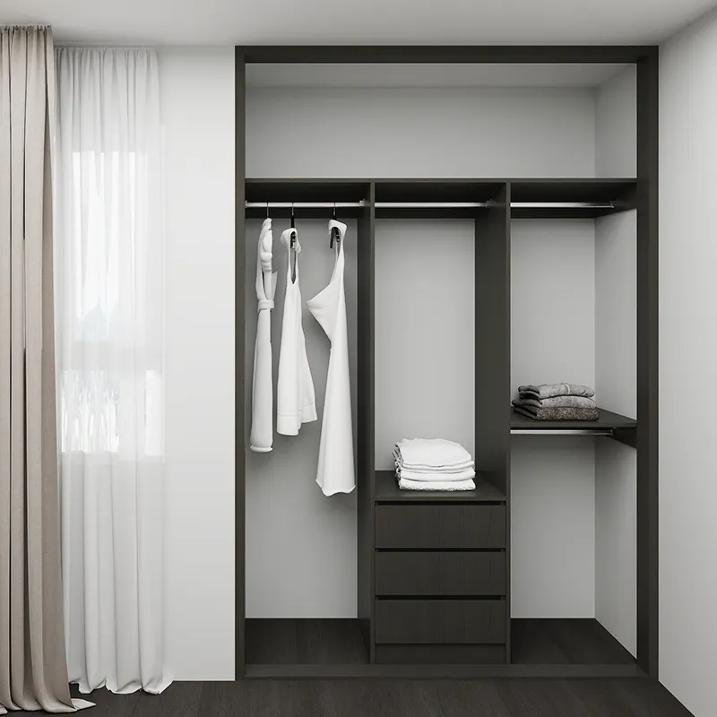 Индивидуальный гардероб шкаф современный раздвижная дверь деревянный шкаф с зеркалом
