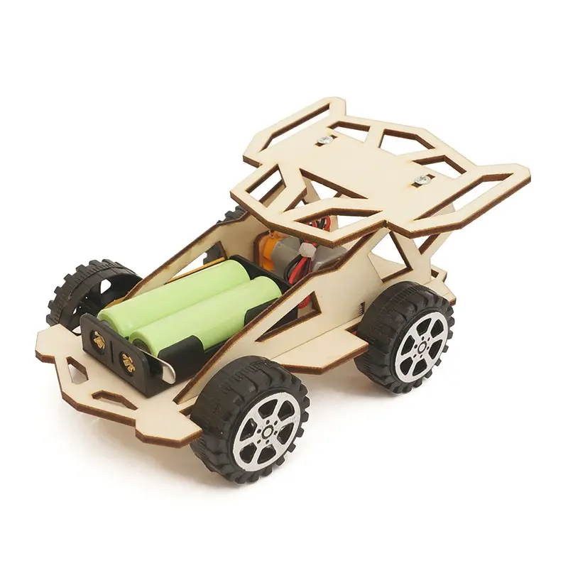 مجموعة من مجموعة اصنعها بنفسك لعبة تجميع نموذج سيارة سباق كهربائية خشبية للأطفال مجموعة تجارب علمية لعبة لغز تعليمية للأطفال