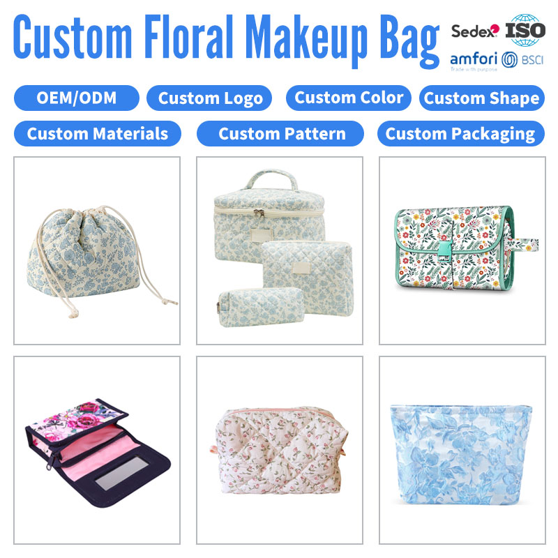 Bolsa de Maquillaje Floral Personalizada