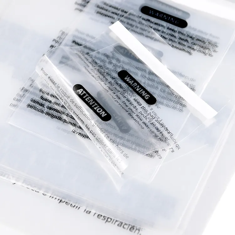 Benutzer definierte Größe Cellophan Polybag Verpackung Klare Kunststoff LDPE OPP Poly Tasche mit Französisch Spanisch Erstickung Warn tasche Mailer