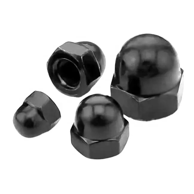 Porca de domo preto de aço carbono, cor natural galvanizada din1587 M5-M20 porca hexagonal redonda dome