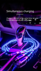 圣诞礼物3合1发光二极管发光流动充电器usb发光二极管电缆微型USB C型8针充电 - Product Image 3
