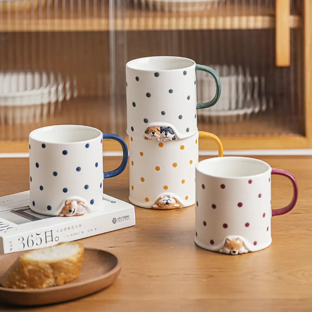 Tasses à café 3D Design de chien de dessin animé tasse en céramique de chien Animal mignon