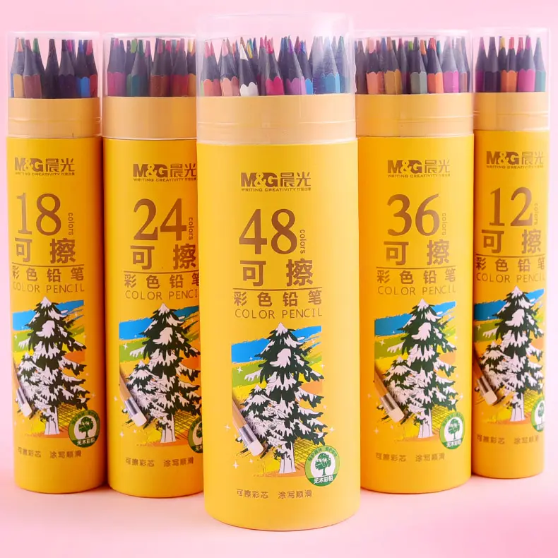 Cancelleria multicolore confezione da 24 matite da disegno senza legno di colore naturale a buon mercato nero