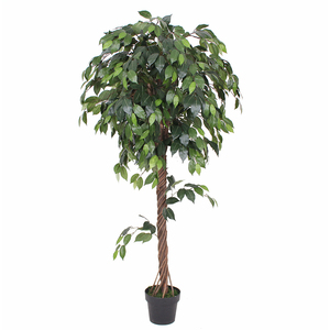 Yüksek kaliteli yeşil kapalı yapay ficus ağacı, ucuz ev dekorasyon yapay bitkiler, plastik yapay ficus bonsai ağacı