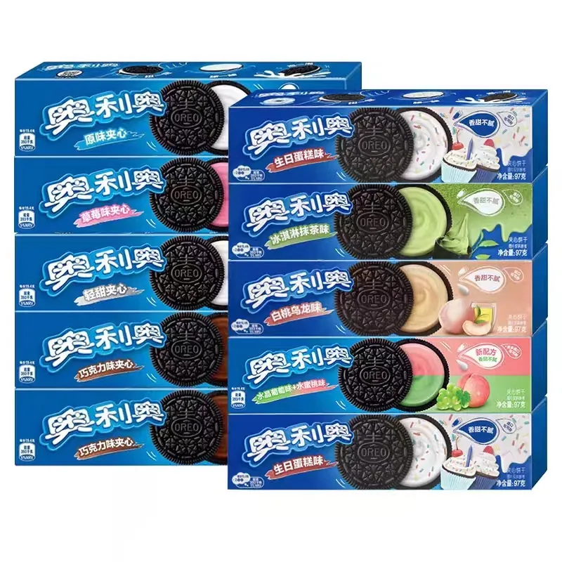 Snack asiatici snack cinesi Oreoo Sandwich snack 97g biscotti assortiti biscotti super croccanti cartone biscotto