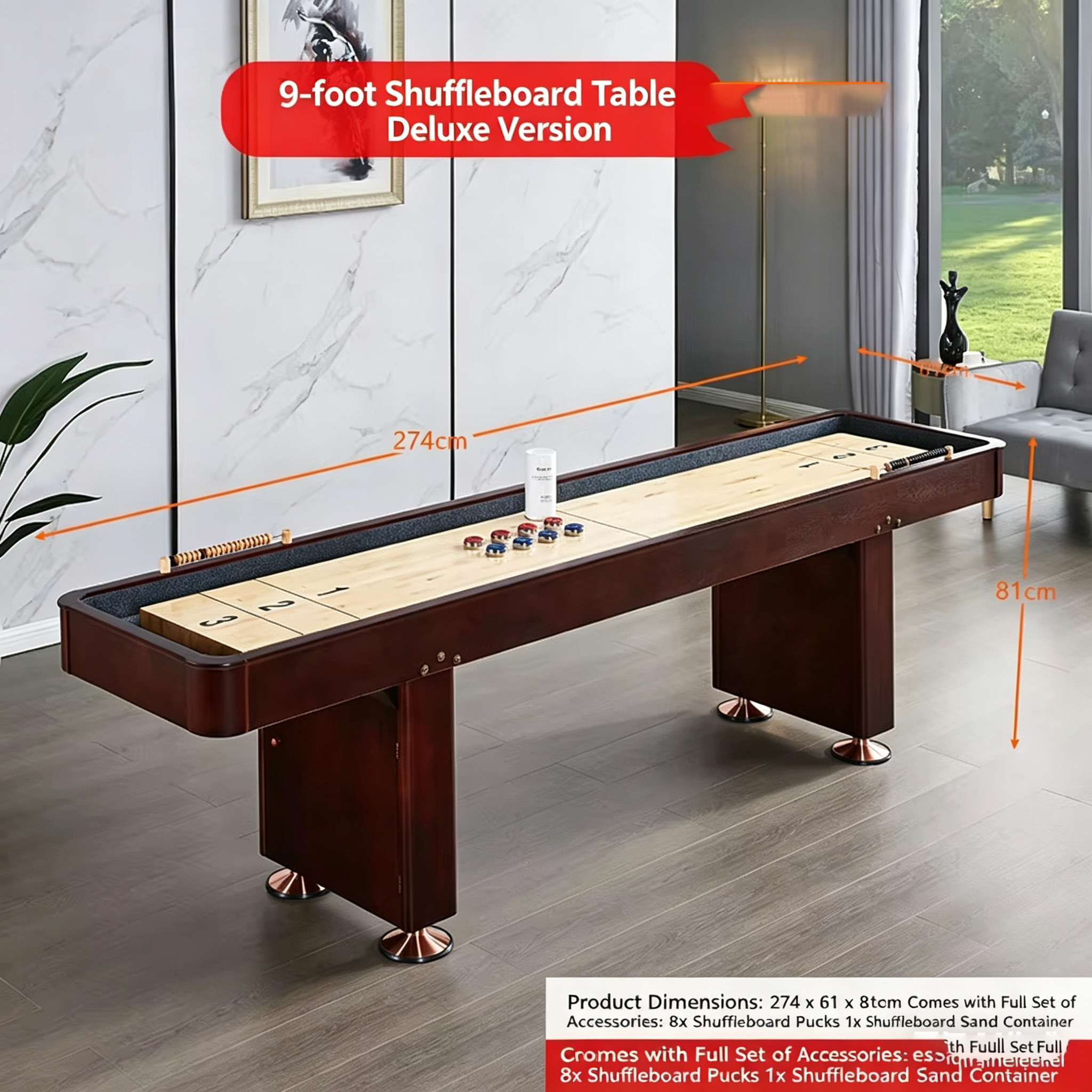 Table de billard marron de 12 pieds