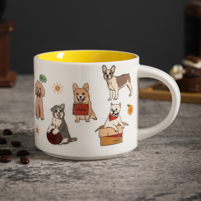 Tasse simple pour chien intérieur jaune