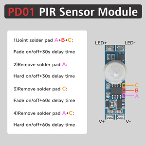 Wholesale DC12V/24V 30s/60s Delay Time Smart Body <strong>Sensor</strong> <strong>Switch</strong> Automatic ON/OFF PIR <strong>Sensor</strong> for LED Light - Product Image 3