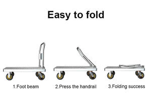 मध्यम स्टील कार्ट 400 किलोग्राम भार 6 इंच पहियों ब्रेक फोल्डेबल संभाल भारी शुल्क परिवहन ट्रॉली - Product Image 6