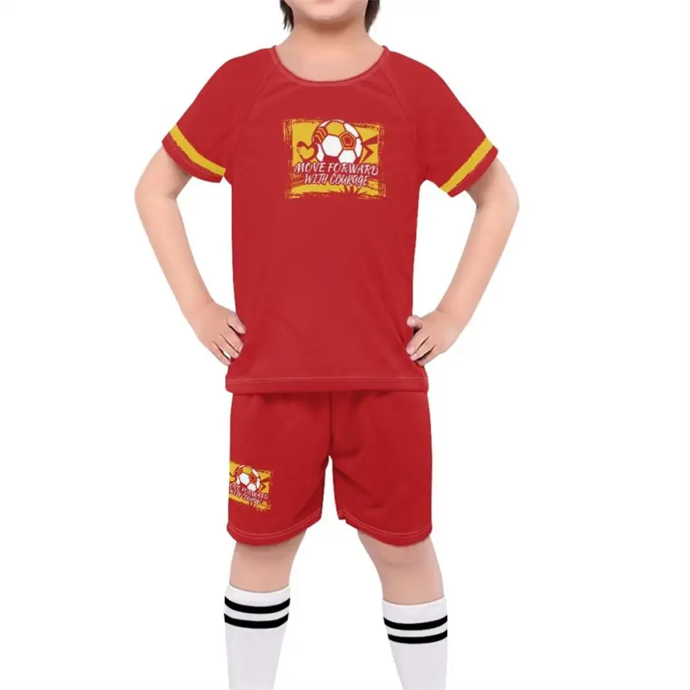 Custom 2023 Spanish Team Design estate 2023 per abbigliamento per bambini abiti stampa su richiesta per squadre di calcio per bambini abiti da 2 pezzi