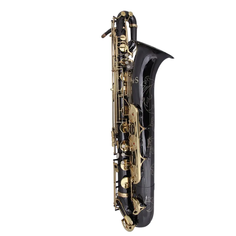 Baritone saxofone da china fábrica preto níquel todo o corpo gravuras de mão