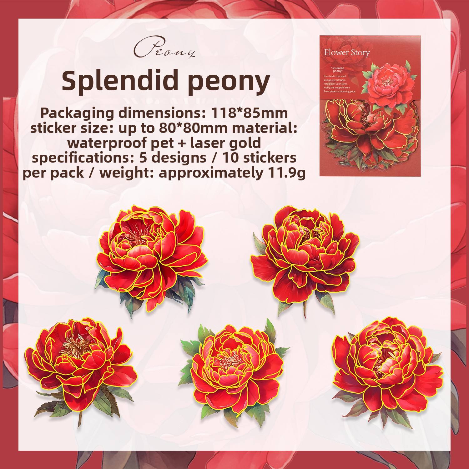 D Magnificent Peony-white