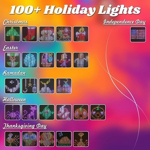 カーテンライト円形ライトプログラミング音楽同期アニメーションLEDカーテンストリングライト寝室の壁 - Product Image 2