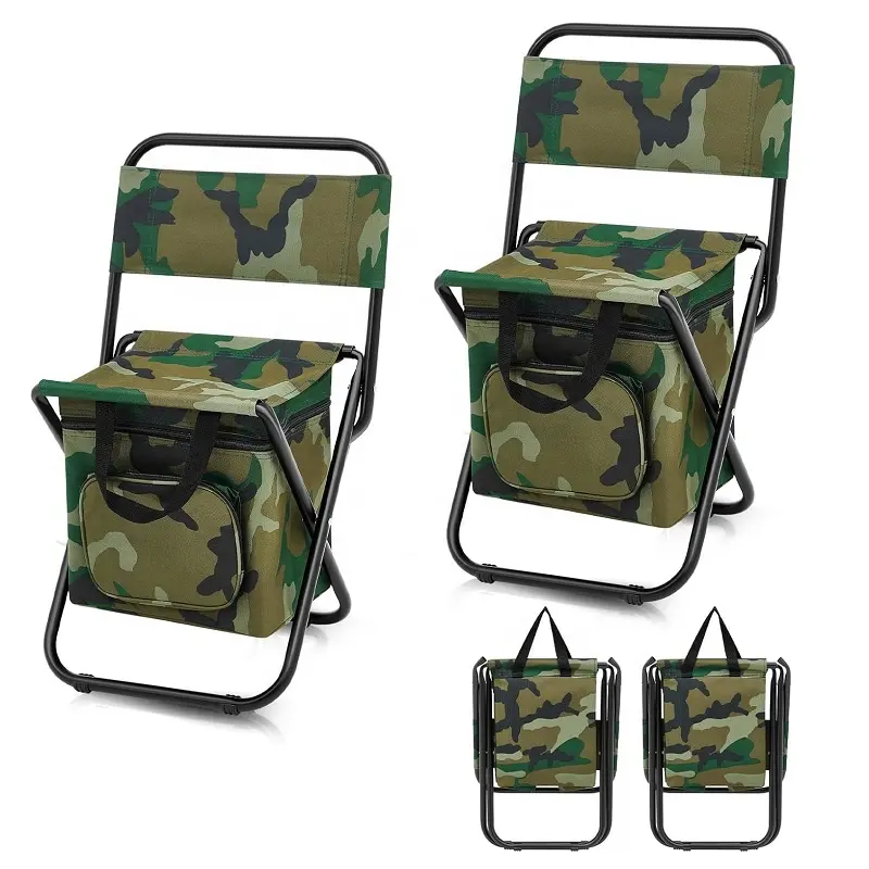 Multifunction Fishing Chair Portable Hiking Camouflage Camping Stool Folding Cooler Insulated Cooler Bag Chair