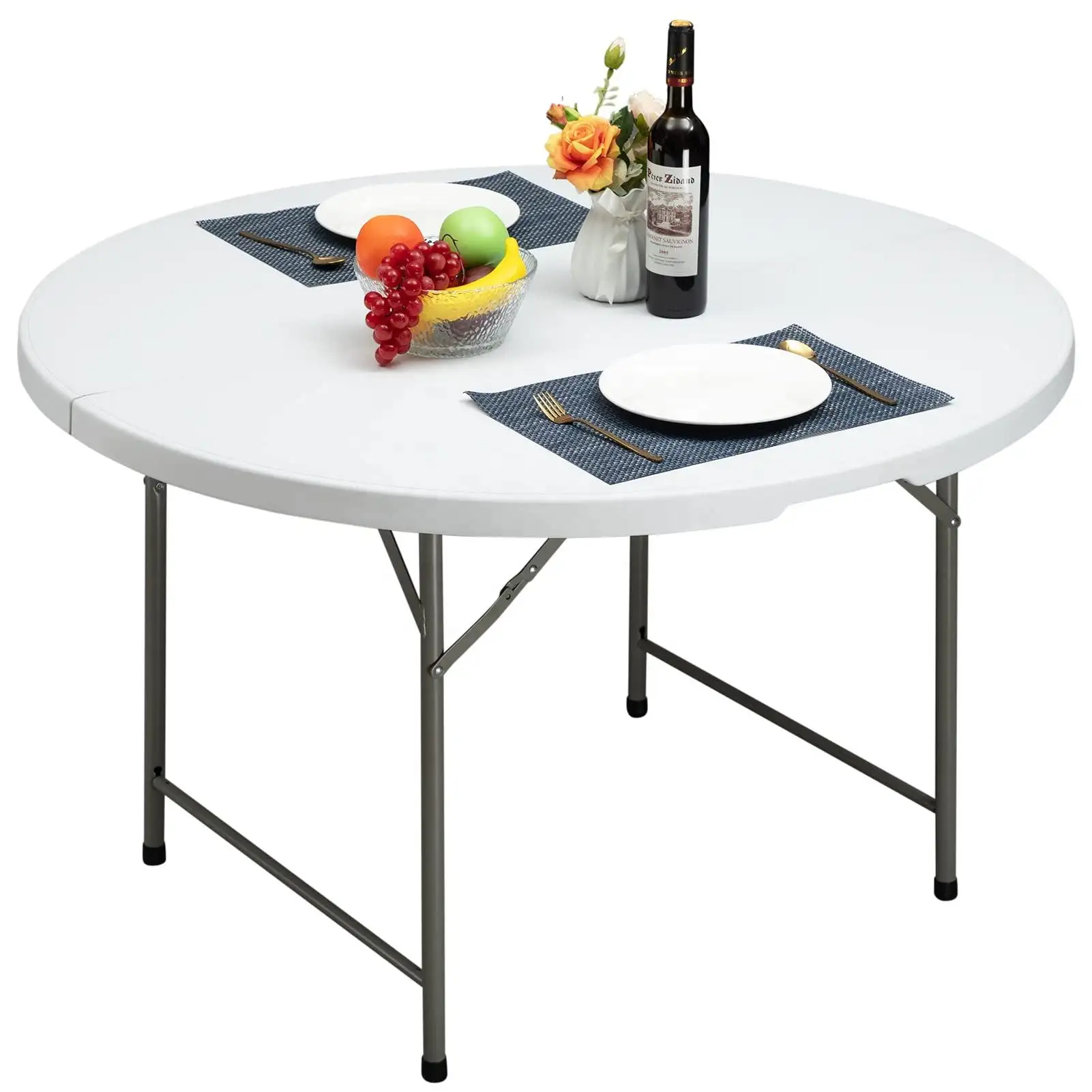 Mesas plegables de boda portátiles de plástico redondas personalizadas de alta calidad para eventos mesa de comedor moderna de Hotel