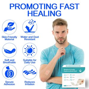 Усовершенствованный гидроколлоидный пластырь YOJO для ухода за ранами, 5 см x 16 футов, самоклеящиеся пластыри для всех типов кожи и взрослых - Product Image 2