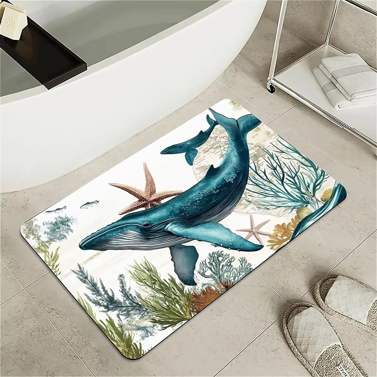Art teal blue whales