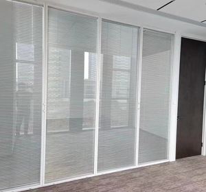 Diseño de particiones de vidrio modular doble transparente, esmerilado y obturador para sistema de división de oficina con puertas - Product Image 2