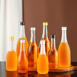 つや消しガラス飲料酒ボトルスクリュー付きアルミキャップ187ml 250ml 300ml 350ml 500mlワインつや消し透明ガラスワインボトル