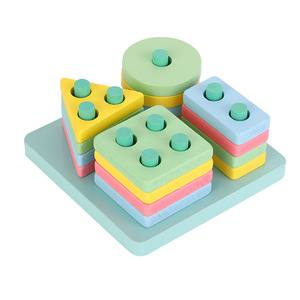 NC Wooden Toddler Geometric <strong>Shape</strong> <strong>Sorting</strong> Stacking Building Blocks Toys Montessori Baby Early Educational Sleeve Column Set Toys - Product Image 6