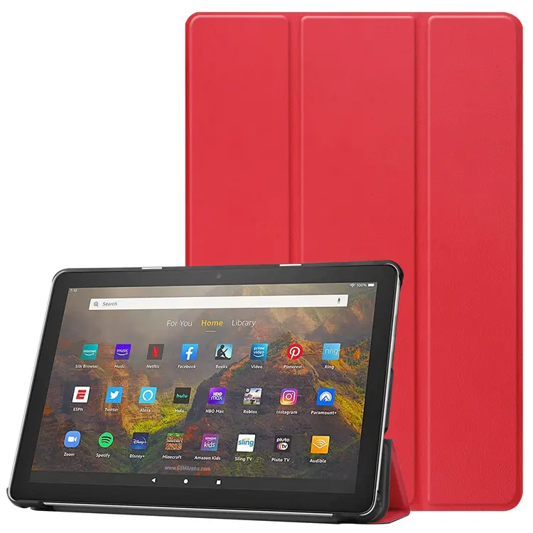 Dành Cho Amazon Kindle Fire HD 10 2021 Ốp Lưng Máy Tính Bảng Từ Tính Gấp Ba Lần Bằng Da PU Có Thể Gập Lại Được