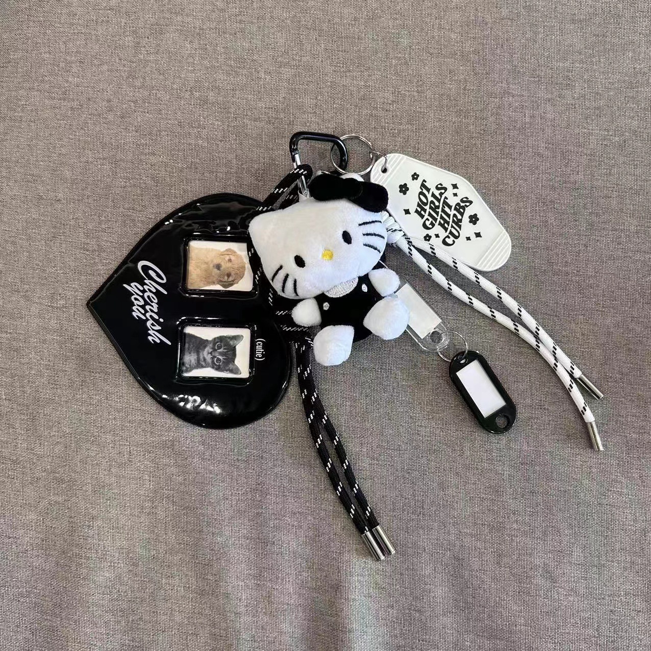 Kitten black love pet brand white and black rope