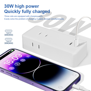 Pd 30W ที่ชาร์จสำหรับเดินทางอเนกประสงค์ปลั๊กไฟฟ้าแบบหลายช่องปลั๊กไฟฟ้ากระแสสลับแบบออลอินวันพร้อมพอร์ต USB 2พอร์ตอะแดปเตอร์แปลงไฟพอร์ต1 Type C - Product Image 3