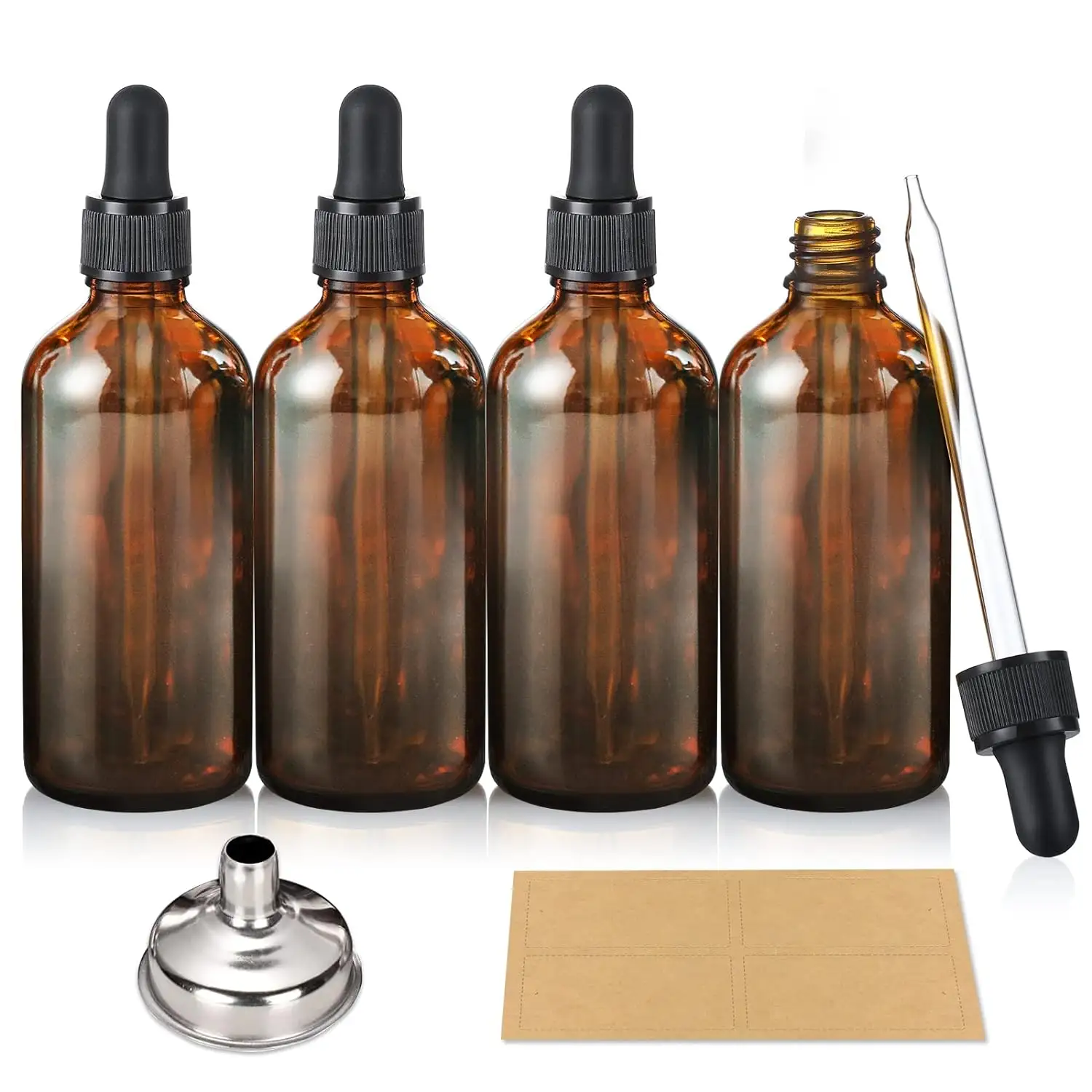100ml 3,4 Unzen braune Glas tinktur flaschen mit Augentropfen für ätherische Öle, flüssigkeits beständige Reise flaschen