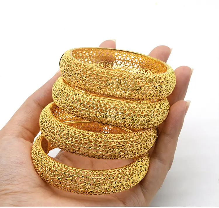 Brazaletes brasileños y africanos etíopes de lujo para mujer, brazalete chapado en oro de 24K para fiesta de boda, regalo de novia de Dubái