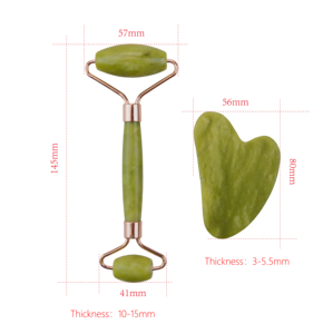 Yeşil taş Anti Aging Xiuyan yeşil rulo yüz aracı masaj yeşim rulo ve Gua Sha kutusu üreticisi ile Set - Product Image 2