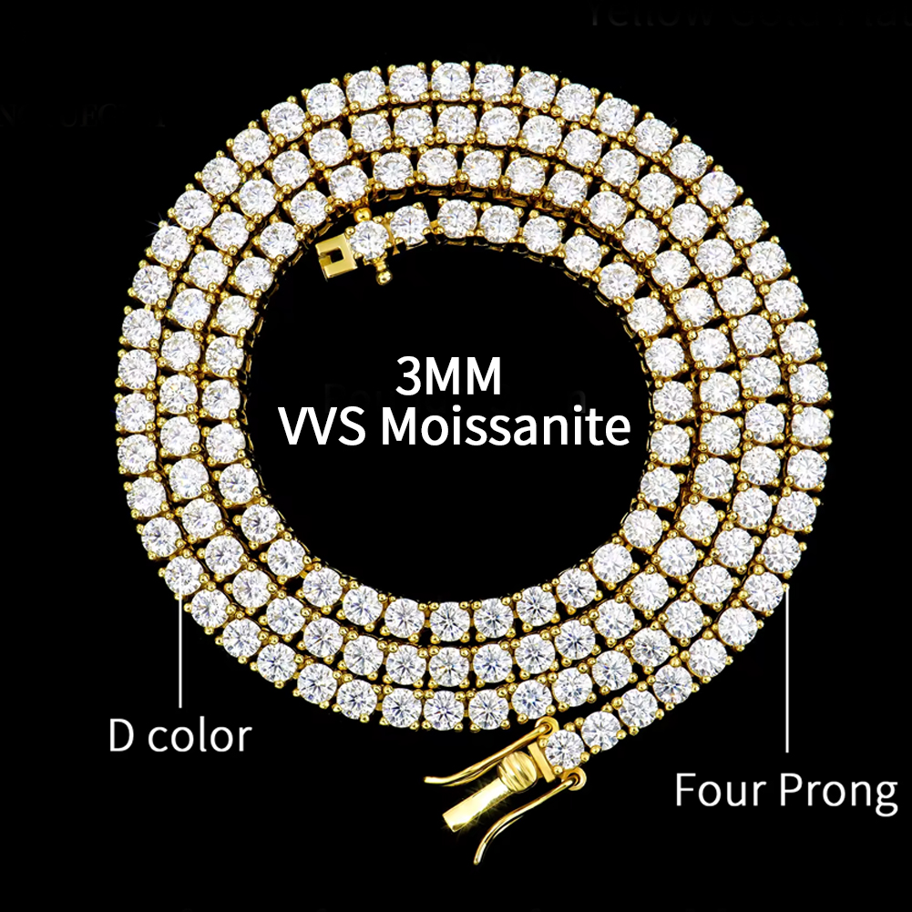 Gold 3mm Moissanite
