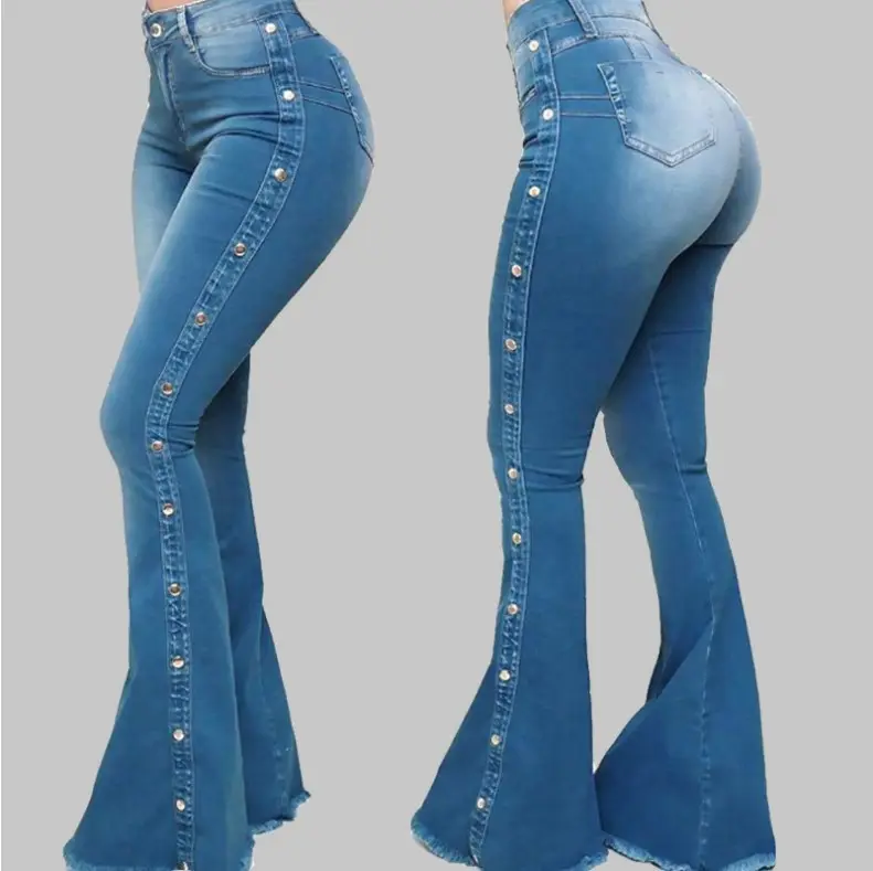 Calças jeans femininas, cintura alta, perna larga, 5xl, plus size, cintura alta
