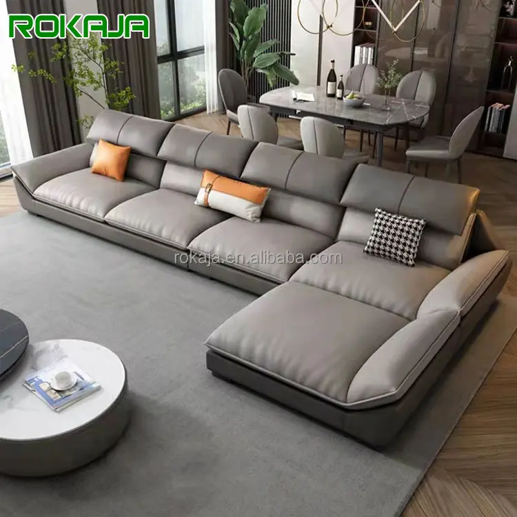 Divano minimalista a forma di L Set mobili da soggiorno divano componibile ad angolo facile da pulire divano a 7 posti di grandi dimensioni con Chaise
