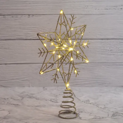 Flocon De Neige en métal Arbre De Noël Lumière avec micro led lumière Arbre Topper Décoratif led Lumière