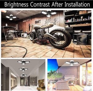 2 paket LED garaj ışığı, 60W ötesinde parlak garaj ışığı deforme garaj tavan ışıkları, 6500K vida LED Tri ışık - Product Image 5