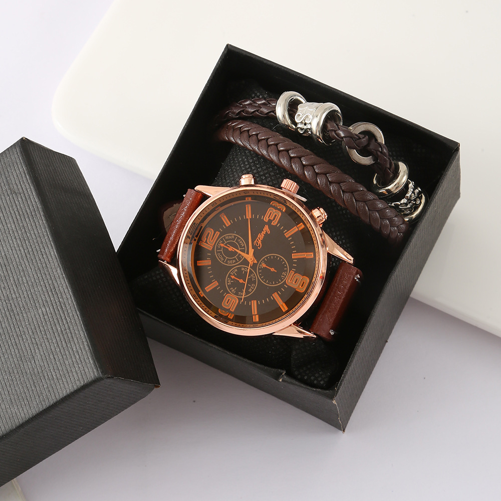 m2847brown-set da 3 pezzi: orologio+bracciale+scatola