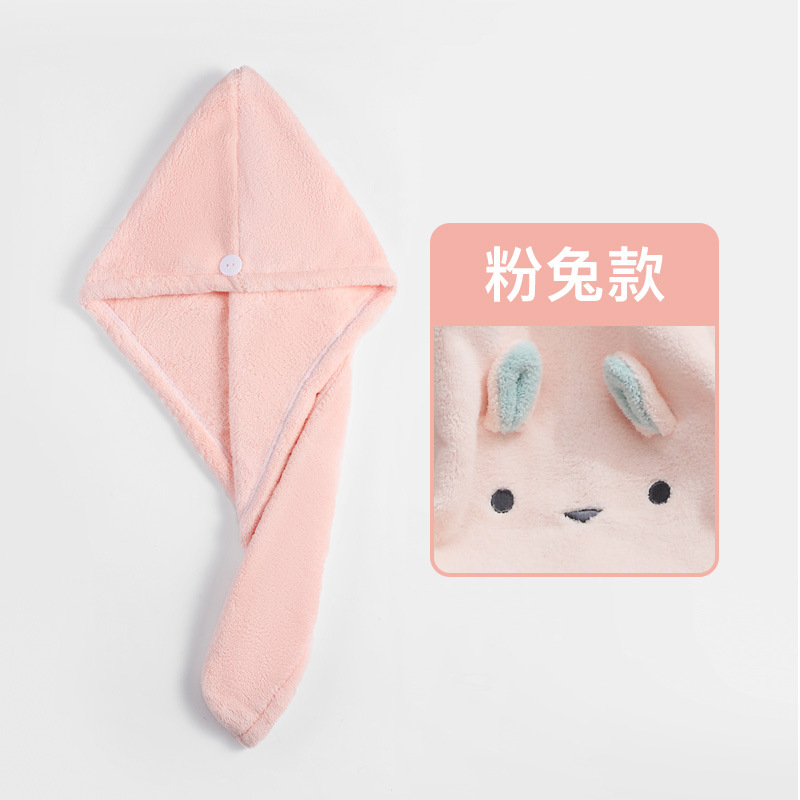 Hair drying cap - Pink rabbit design