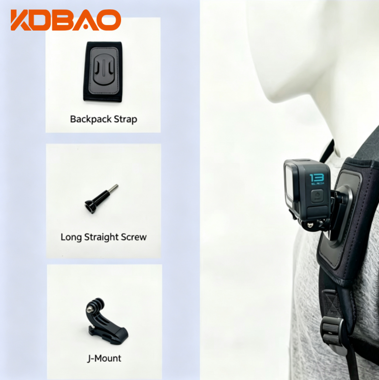 Black Backpack strap j-shaped mount-non-rotatable