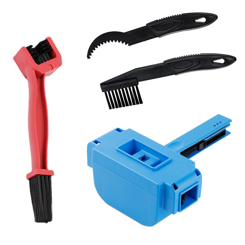 Limpiador de cadenas, cepillo de cadena azul, cepillo pequeño rojo
