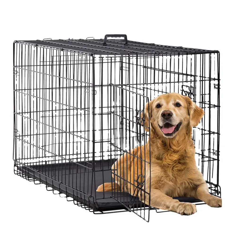 XXXL köpek sandık kolu taşınabilir katlanabilir istiflenebilir köpek kafesleri büyük orta köpekler için Metal Kennels