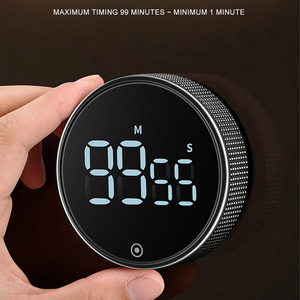 Timer da cucina rotondi grande Display a LED girevole Count Down up magnetico da cucina batteria digitale nera Timer per magnetismo visivo - Product Image 6