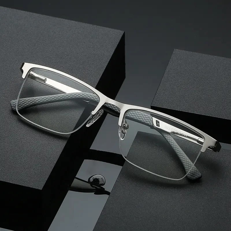 Óculos anti luz azul 2023, óculos de leitura com modelos diferentes, meia armação de metal quadrada
