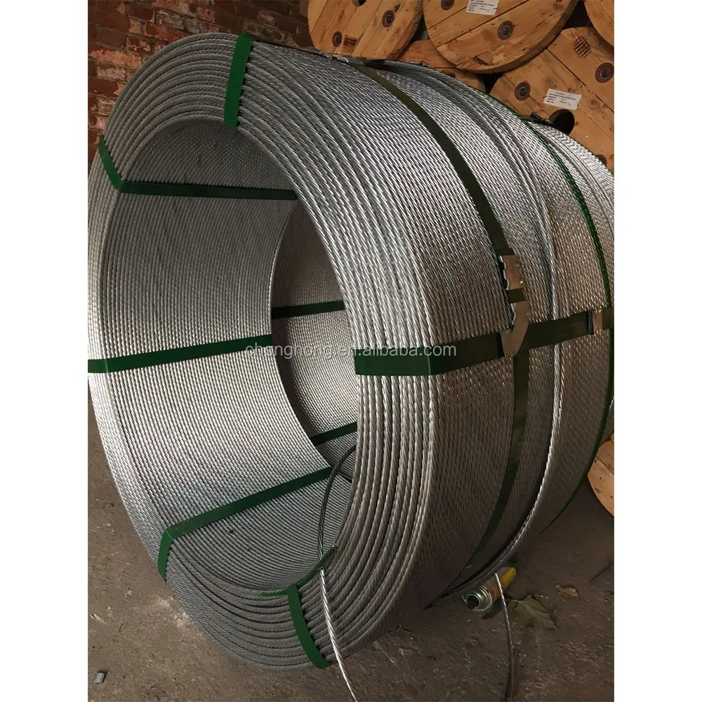 Cable de acero galvanizado estancia de alambre tipo de excelentes propiedades mecánicas Astm A475 clase, un hilo de acero de 1x7 galvanizado tipo de alambre