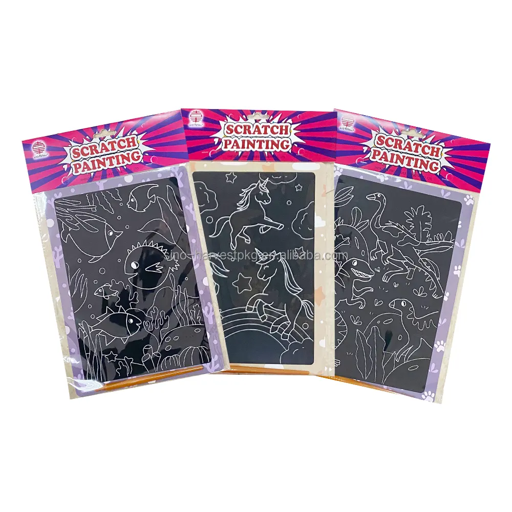 Hot Selling Black Custom Regenboog Magie Gekleurde Scratch Painting Kunst Papier Notities Set Met Pen Voor Kinderen