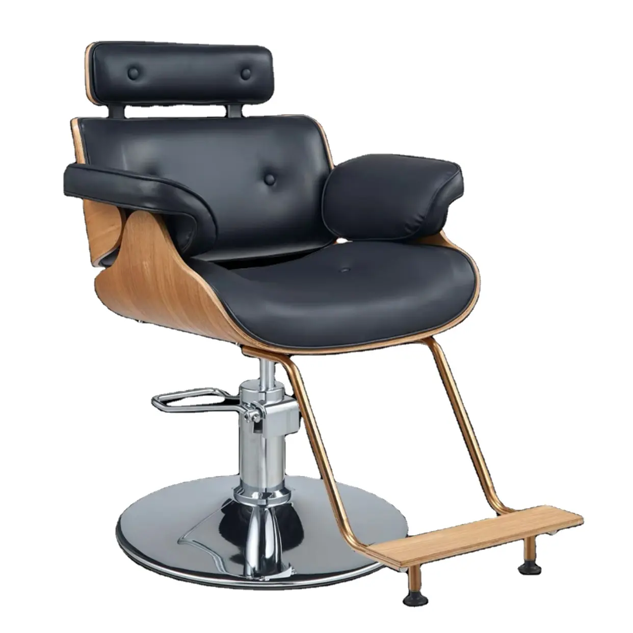 Moderno girevole sedie da barbiere in legno massello poltrona in pelle divano singolo con pedale