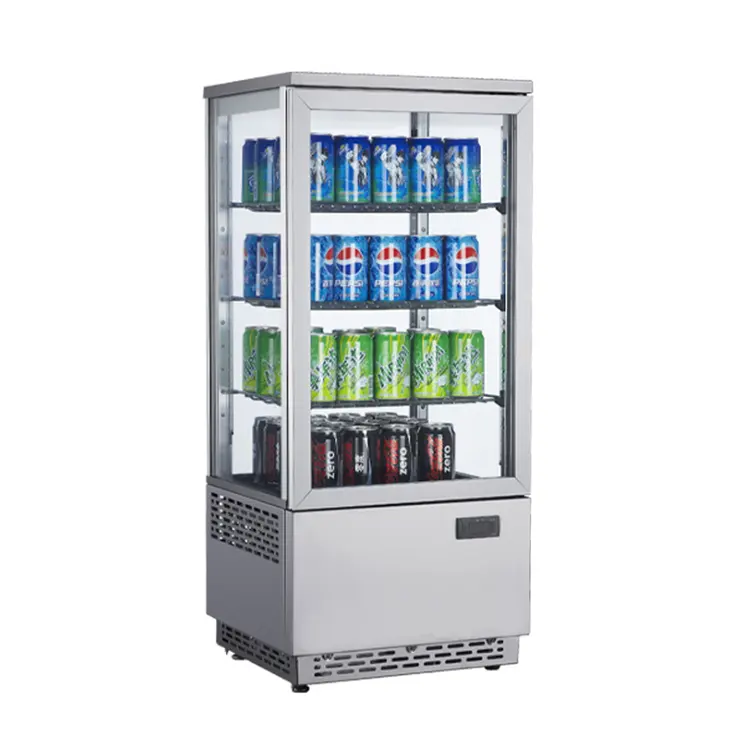 78l bolo refrigerado vidro de armazenamento fresco exibição quatro lados vidro vertical armário