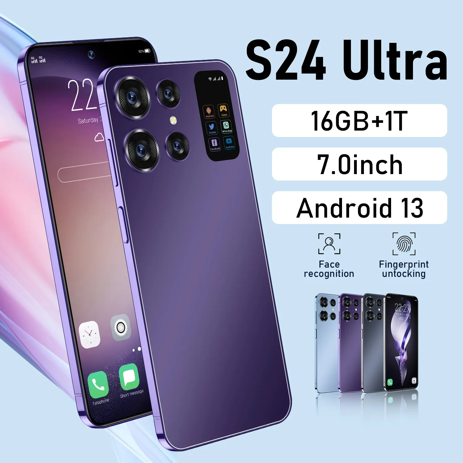 Google resmi i12 Pro grosir S24 Pro Max 6.7 inci 12 + 512GB Android Unlocked kamera seluler 16MP + 32MP harga grosir